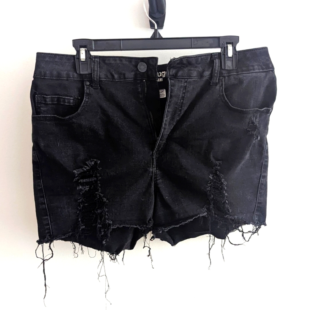 Refuge Miami Ripped Black Jean Shorts Size 11/12